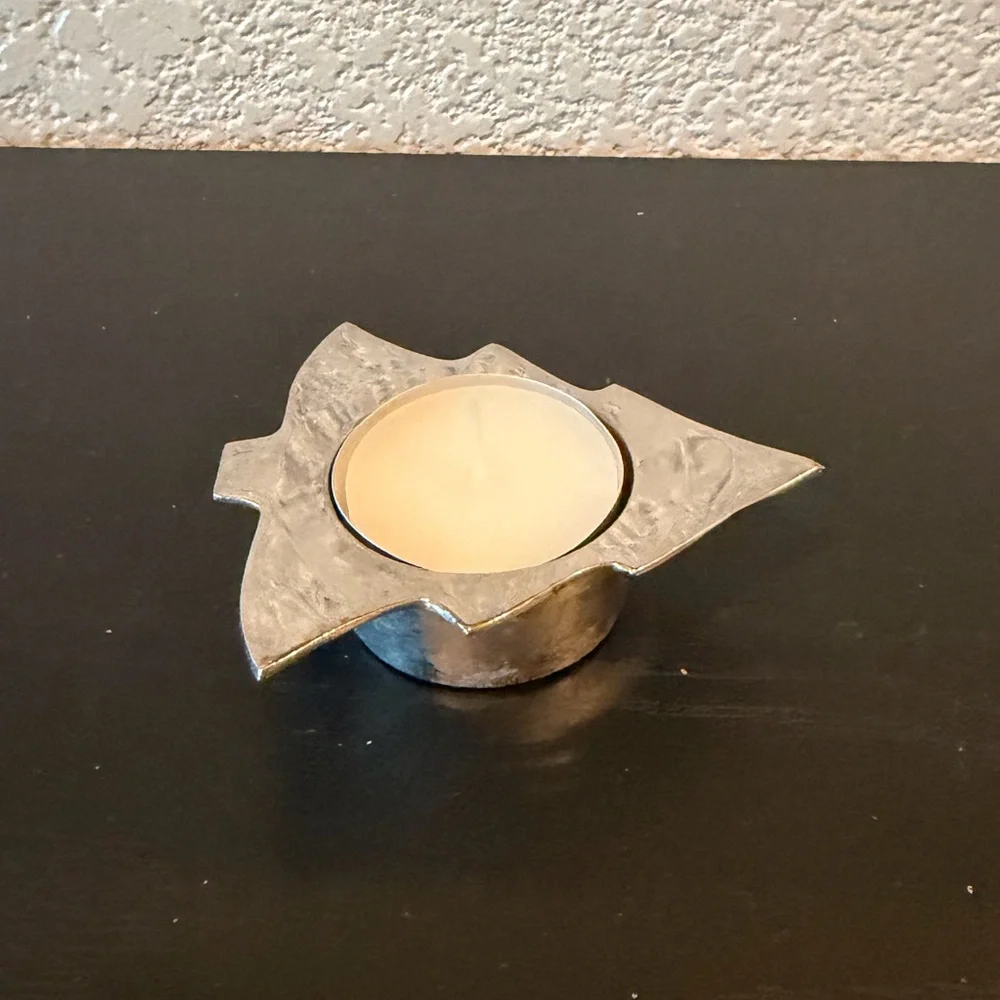 Restoration Hardware Silver Plated Holiday Evergreen Votive Holder